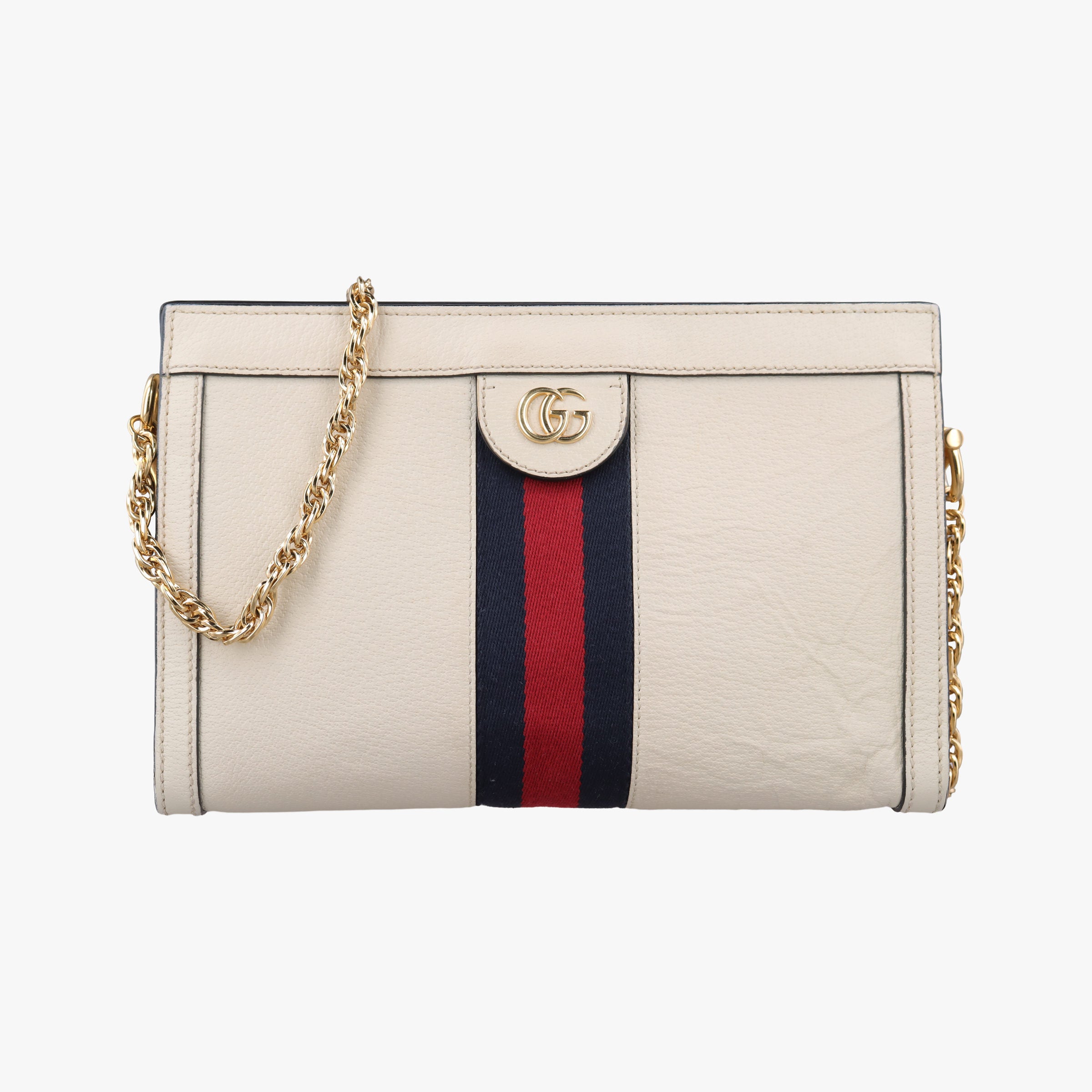 Pre-owned Gucci Ophidia White×Black×red Leather 503877 shoulderbag | stylenewstar
