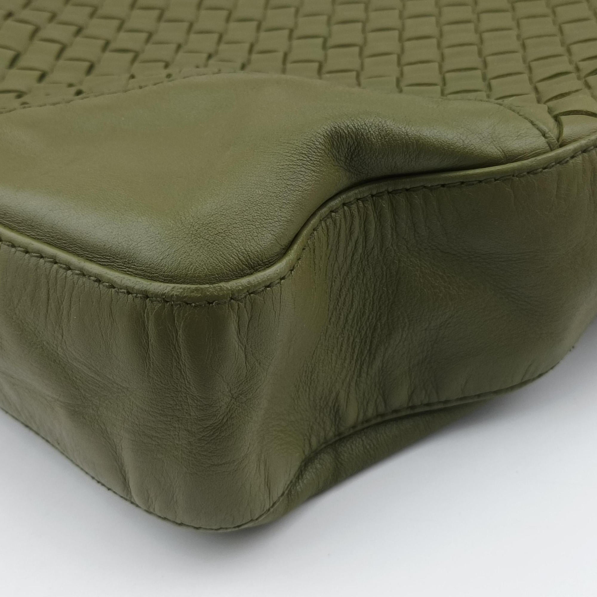 Pre-owned Bottega Veneta Intrecciato Shopper Acatl Green lambskin  handbag | stylenewstar