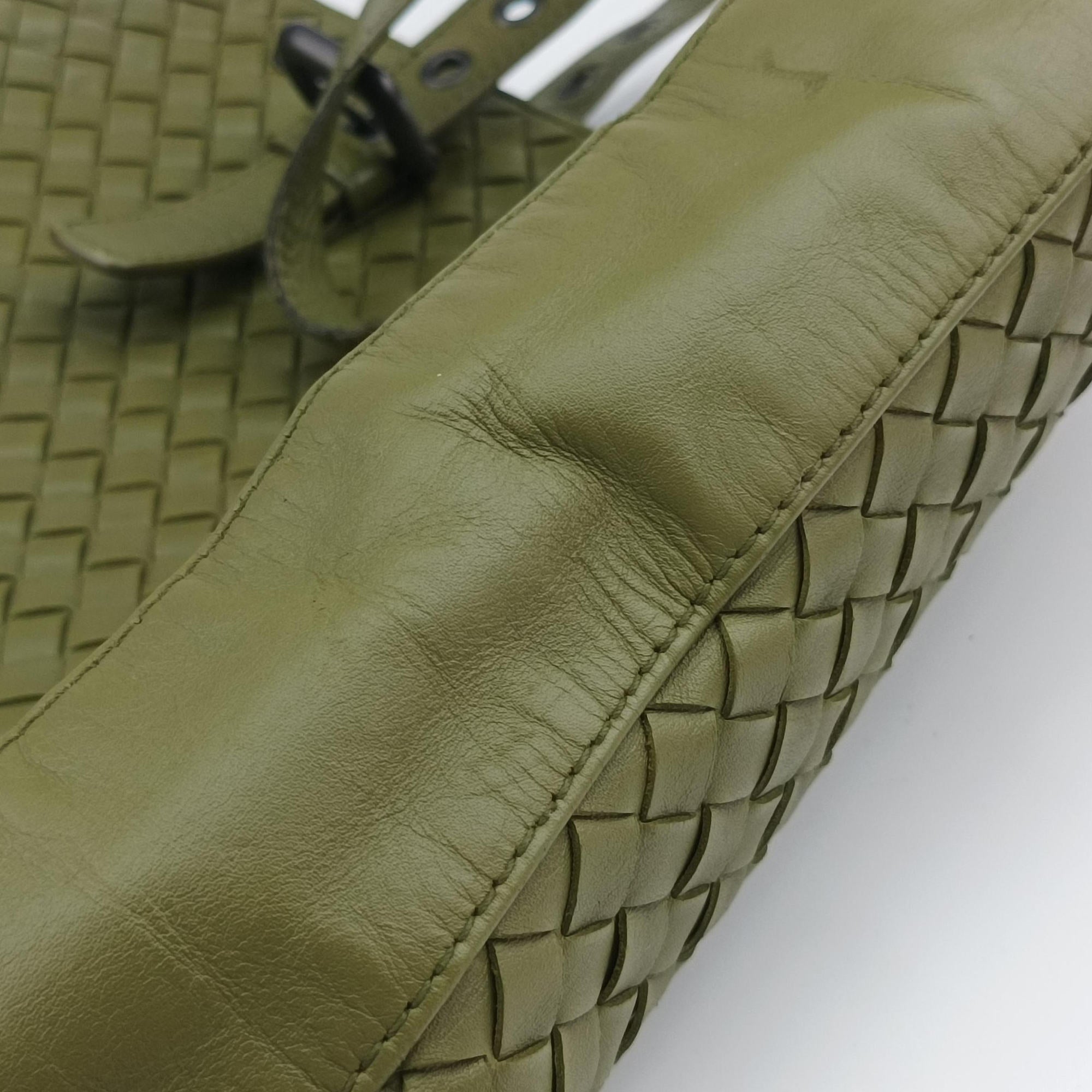 Pre-owned Bottega Veneta Intrecciato Shopper Acatl Green lambskin  handbag | stylenewstar