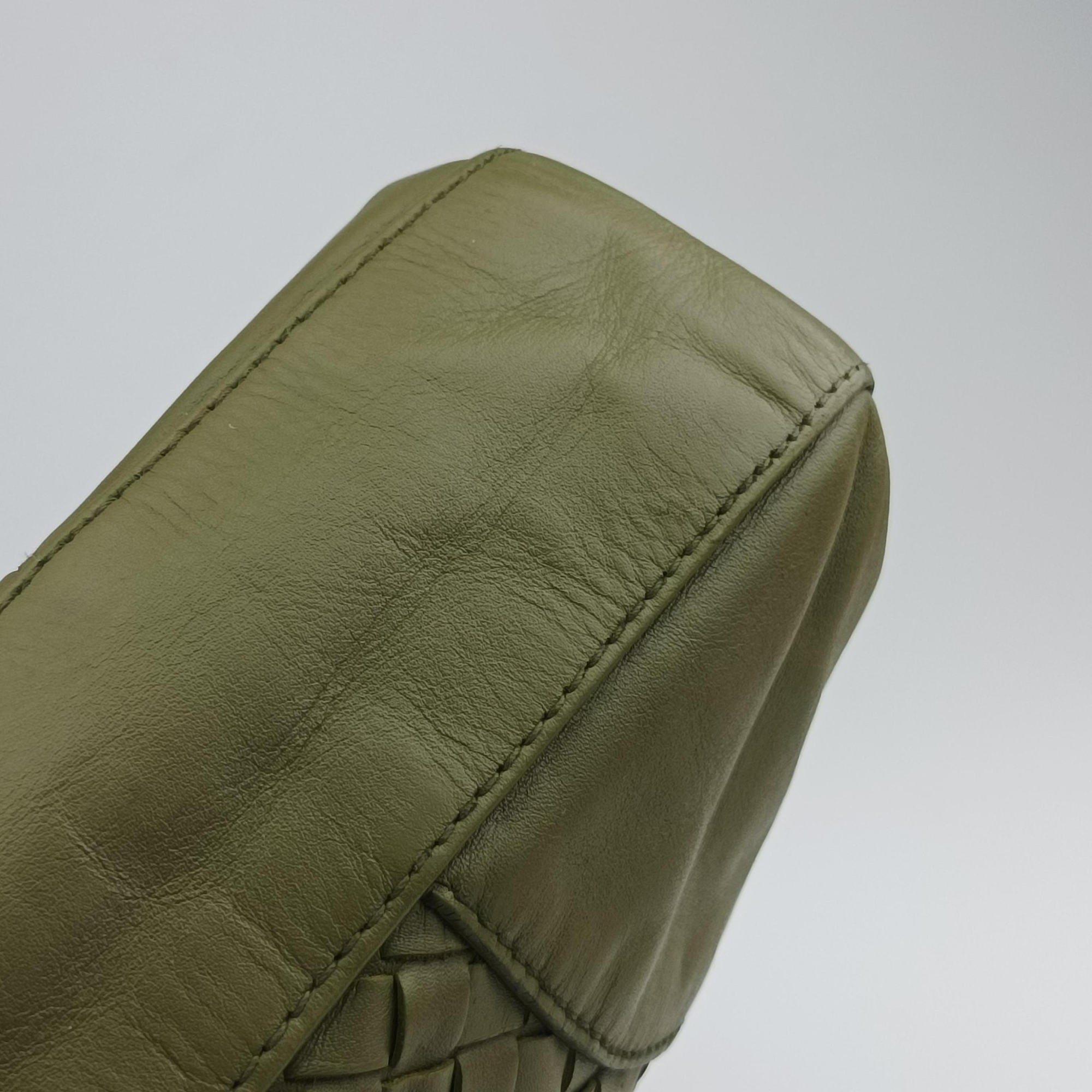 Pre-owned Bottega Veneta Intrecciato Shopper Acatl Green lambskin  handbag | stylenewstar
