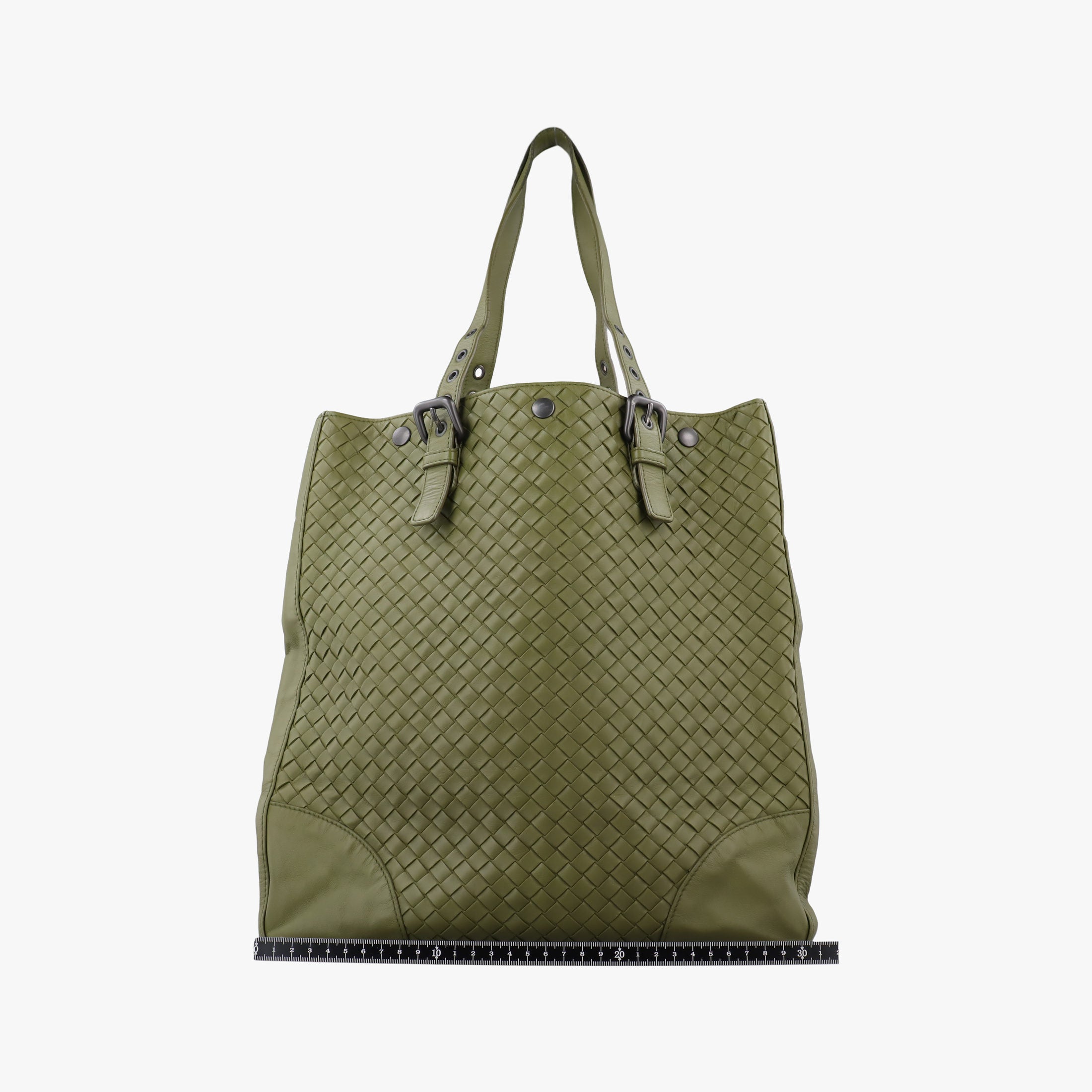 Pre-owned Bottega Veneta Intrecciato Shopper Acatl Green lambskin  handbag | stylenewstar