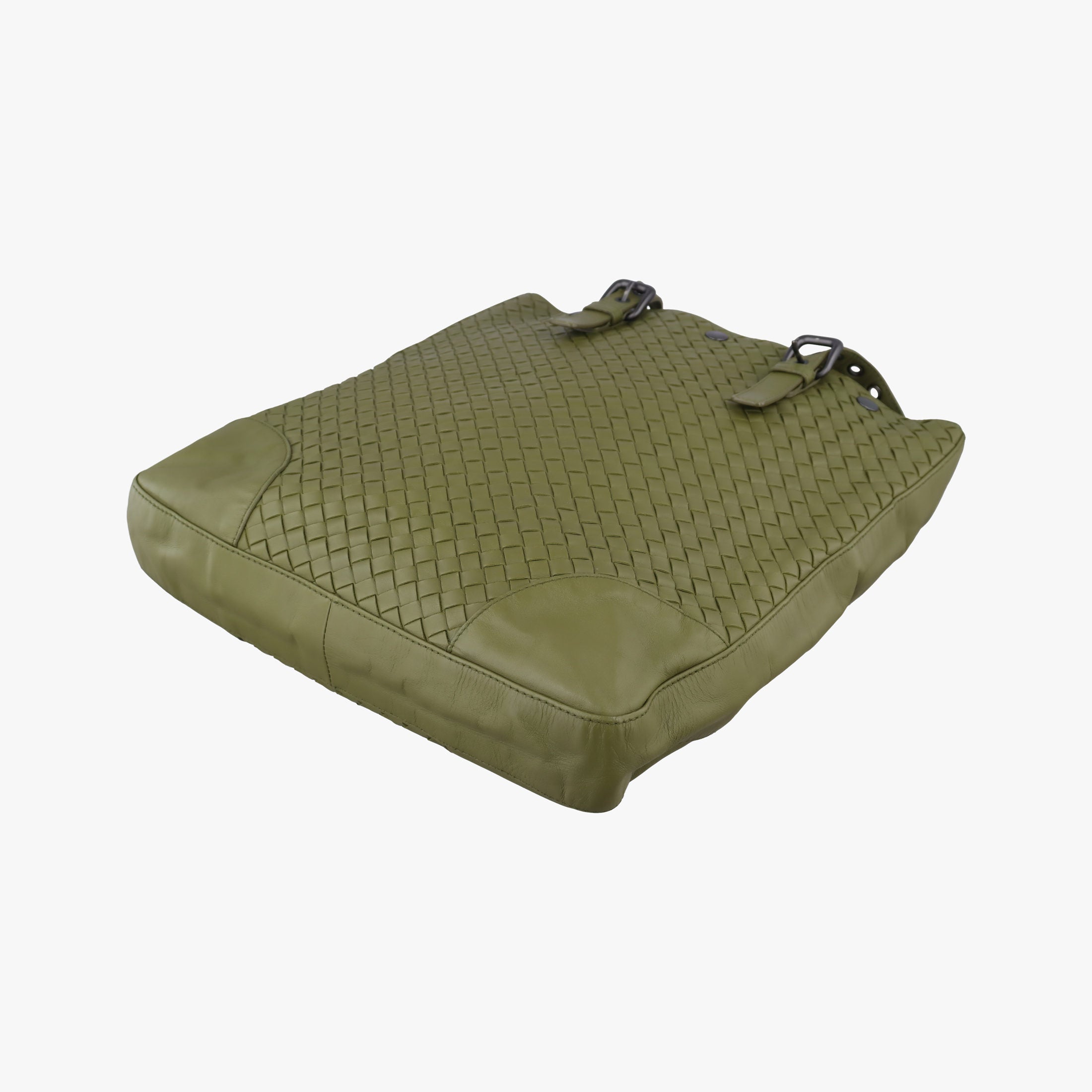 Pre-owned Bottega Veneta Intrecciato Shopper Acatl Green lambskin  handbag | stylenewstar