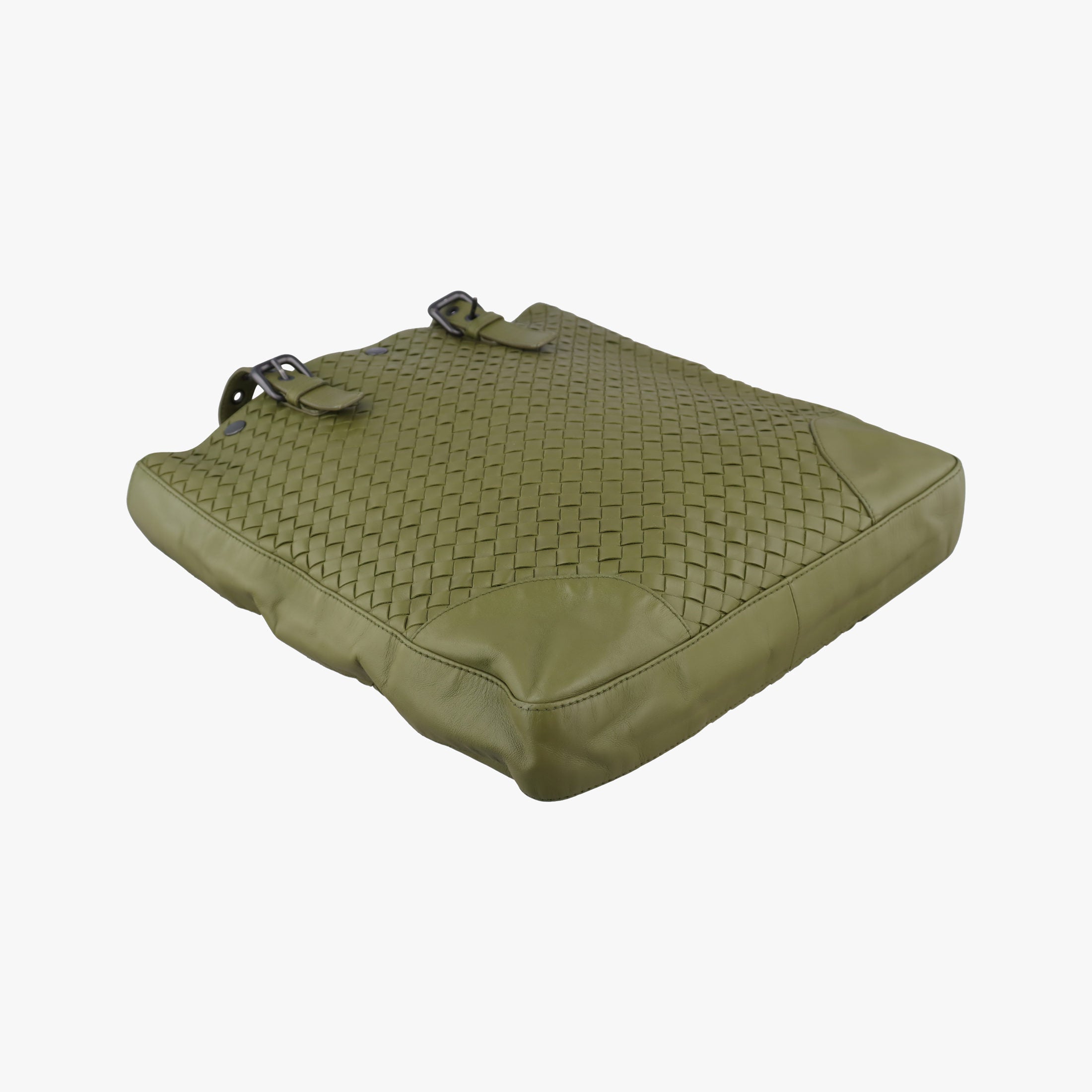 Pre-owned Bottega Veneta Intrecciato Shopper Acatl Green lambskin  handbag | stylenewstar