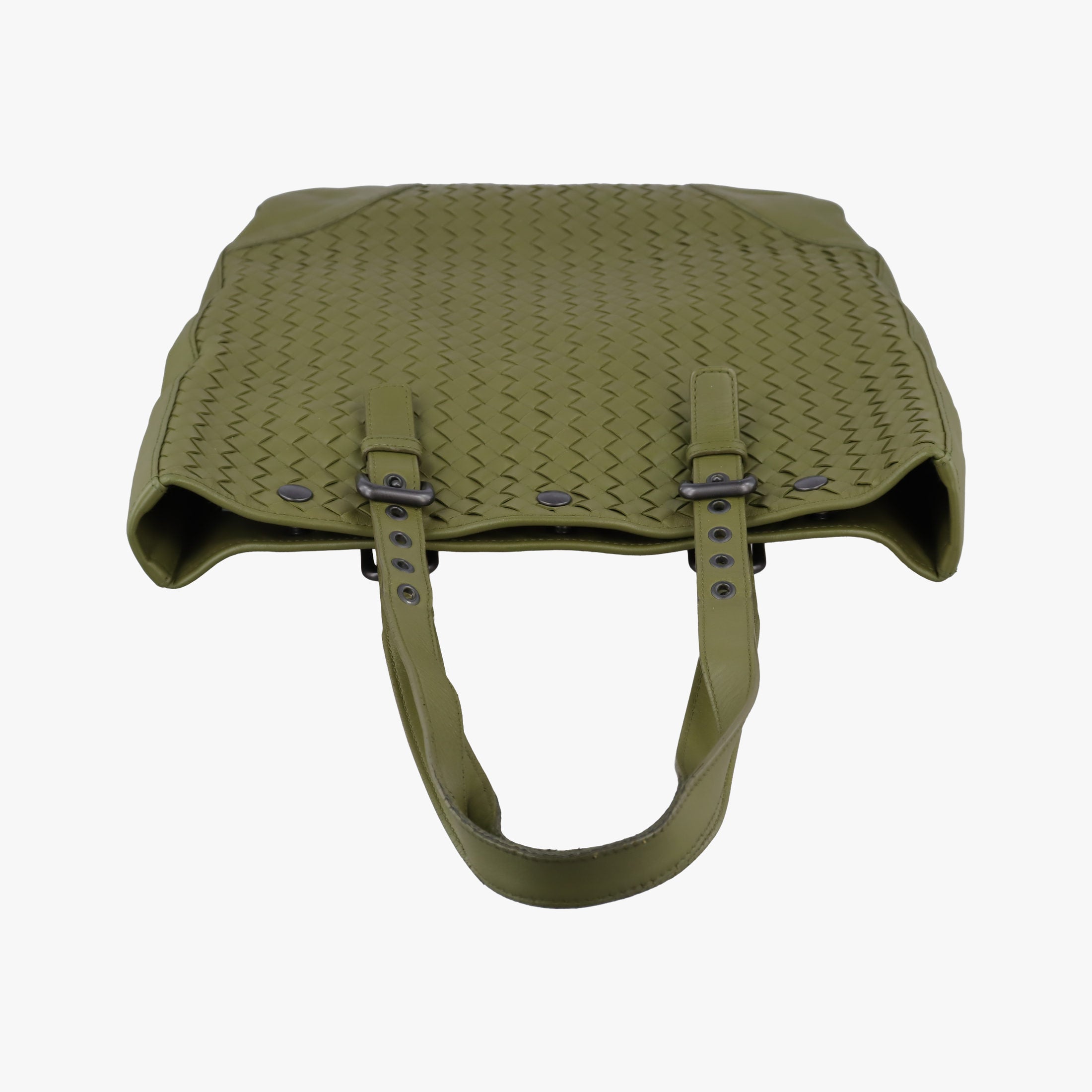 Pre-owned Bottega Veneta Intrecciato Shopper Acatl Green lambskin  handbag | stylenewstar
