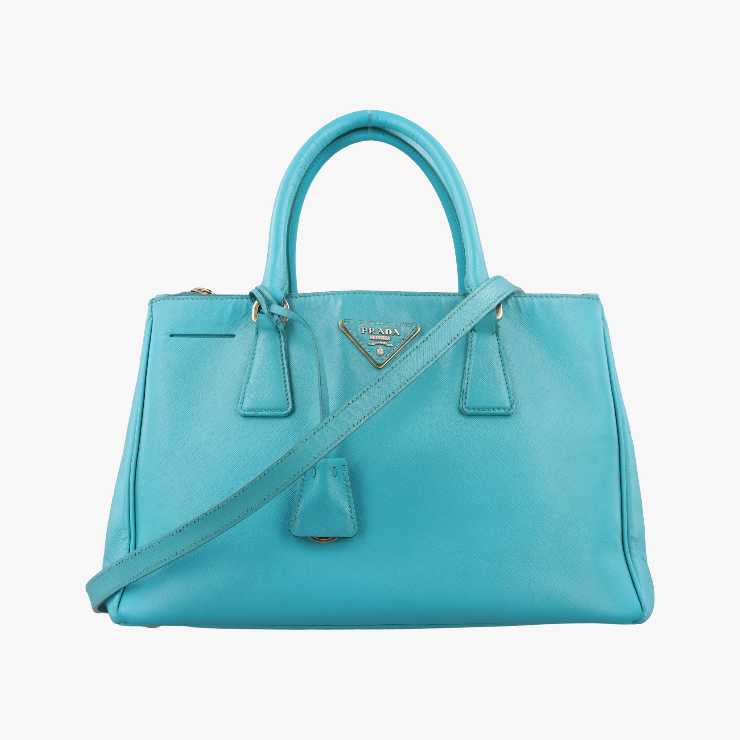 Pre-owned Prada Galleria Blue SAFFIANO Leather BN1801 shoulderbag | stylenewstar