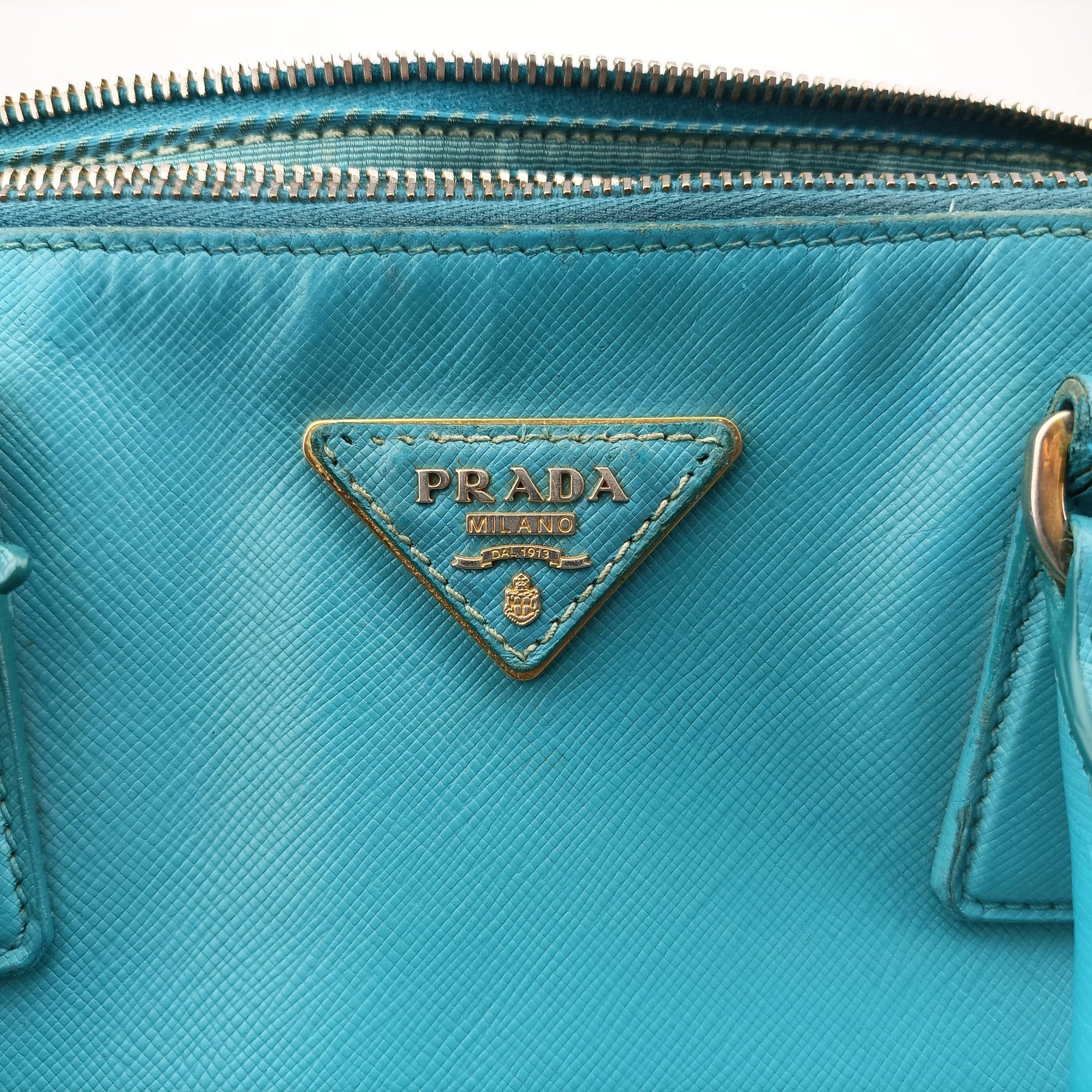Pre-owned Prada Galleria Blue SAFFIANO Leather BN1801 shoulderbag | stylenewstar