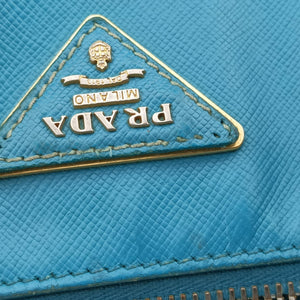 Pre-owned Prada Galleria Blue SAFFIANO Leather BN1801 shoulderbag | stylenewstar