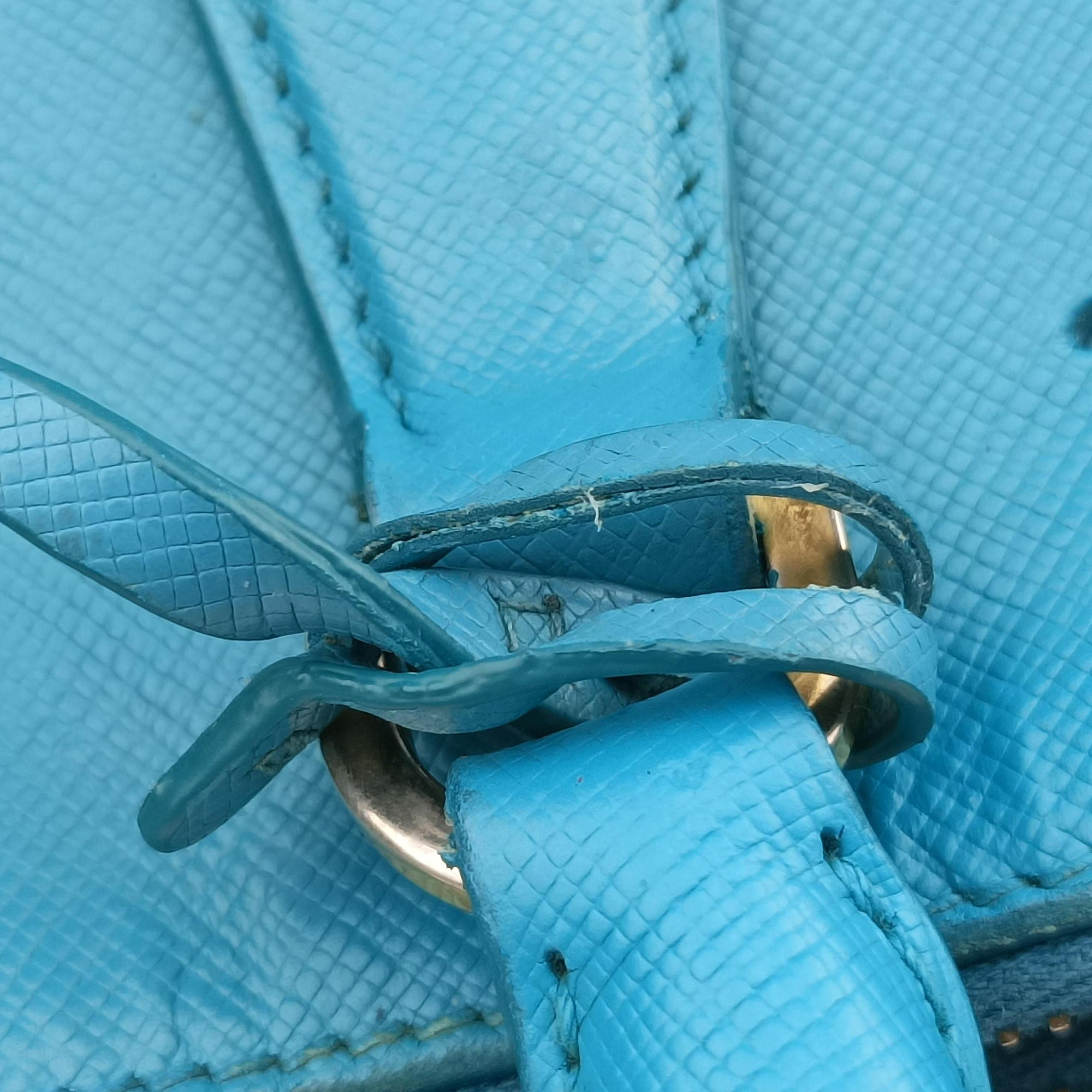 Pre-owned Prada Galleria Blue SAFFIANO Leather BN1801 shoulderbag | stylenewstar