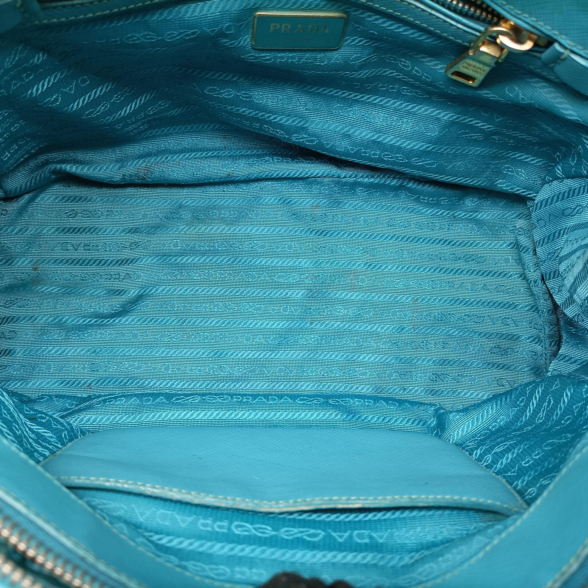 Pre-owned Prada Galleria Blue SAFFIANO Leather BN1801 shoulderbag | stylenewstar