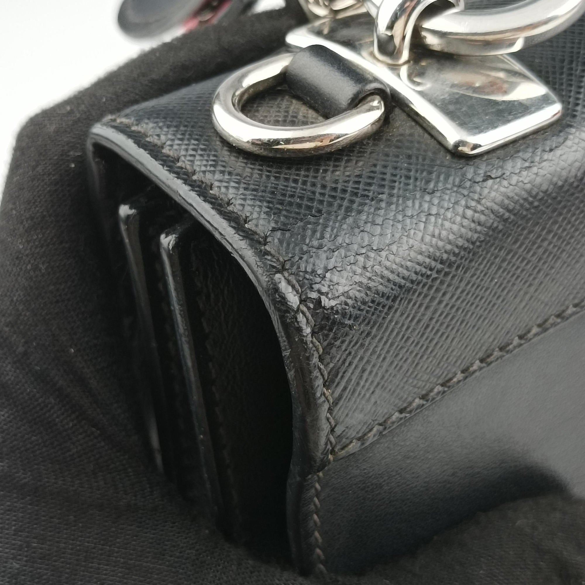 Vintage Prada Electra Studded Black Leather×Saffiano leather 1BD120 shoulderbag | stylenewstar