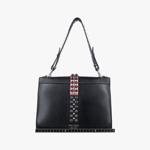 Vintage Prada Electra Studded Black Leather×Saffiano leather 1BD120 shoulderbag | stylenewstar