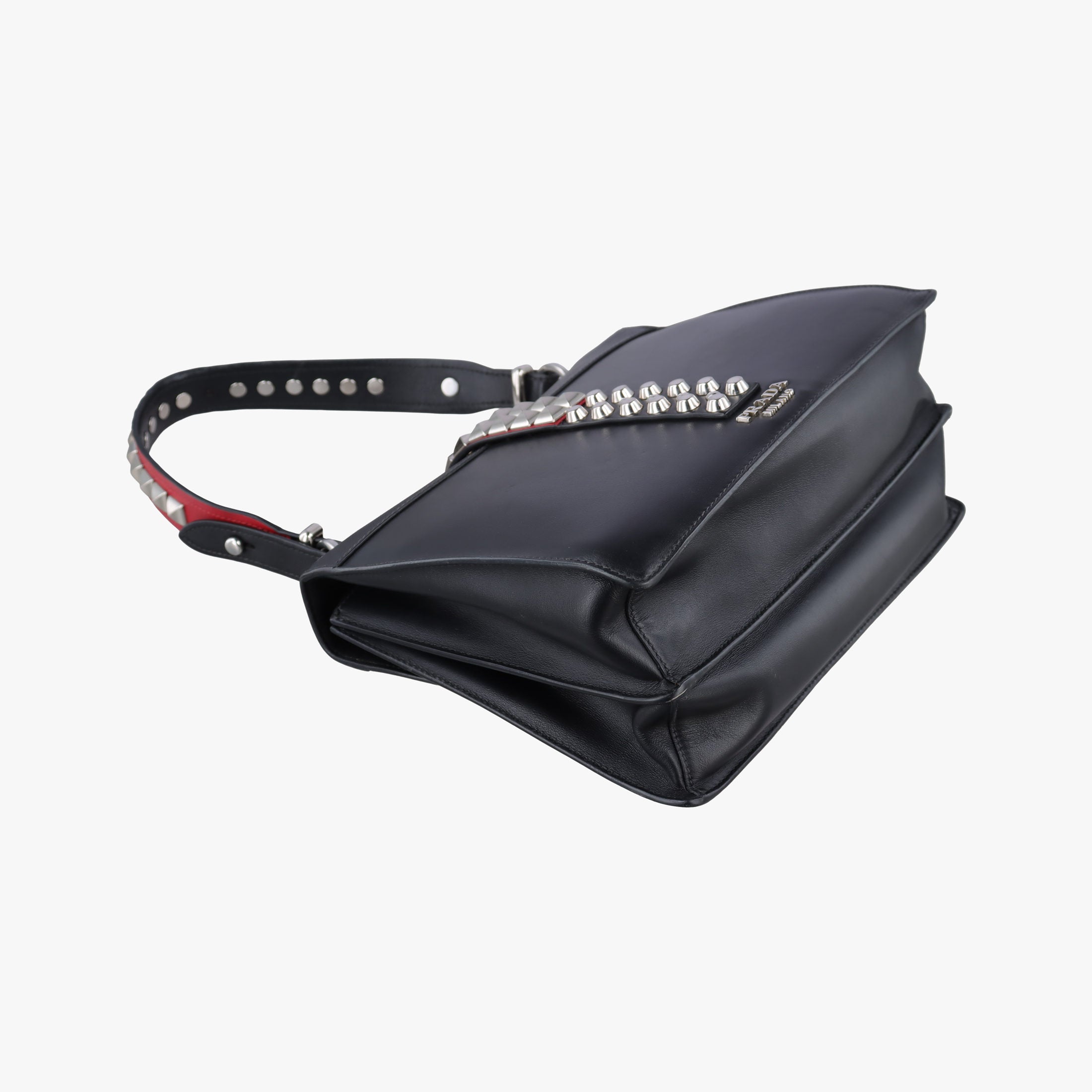 Vintage Prada Electra Studded Black Leather×Saffiano leather 1BD120 shoulderbag | stylenewstar