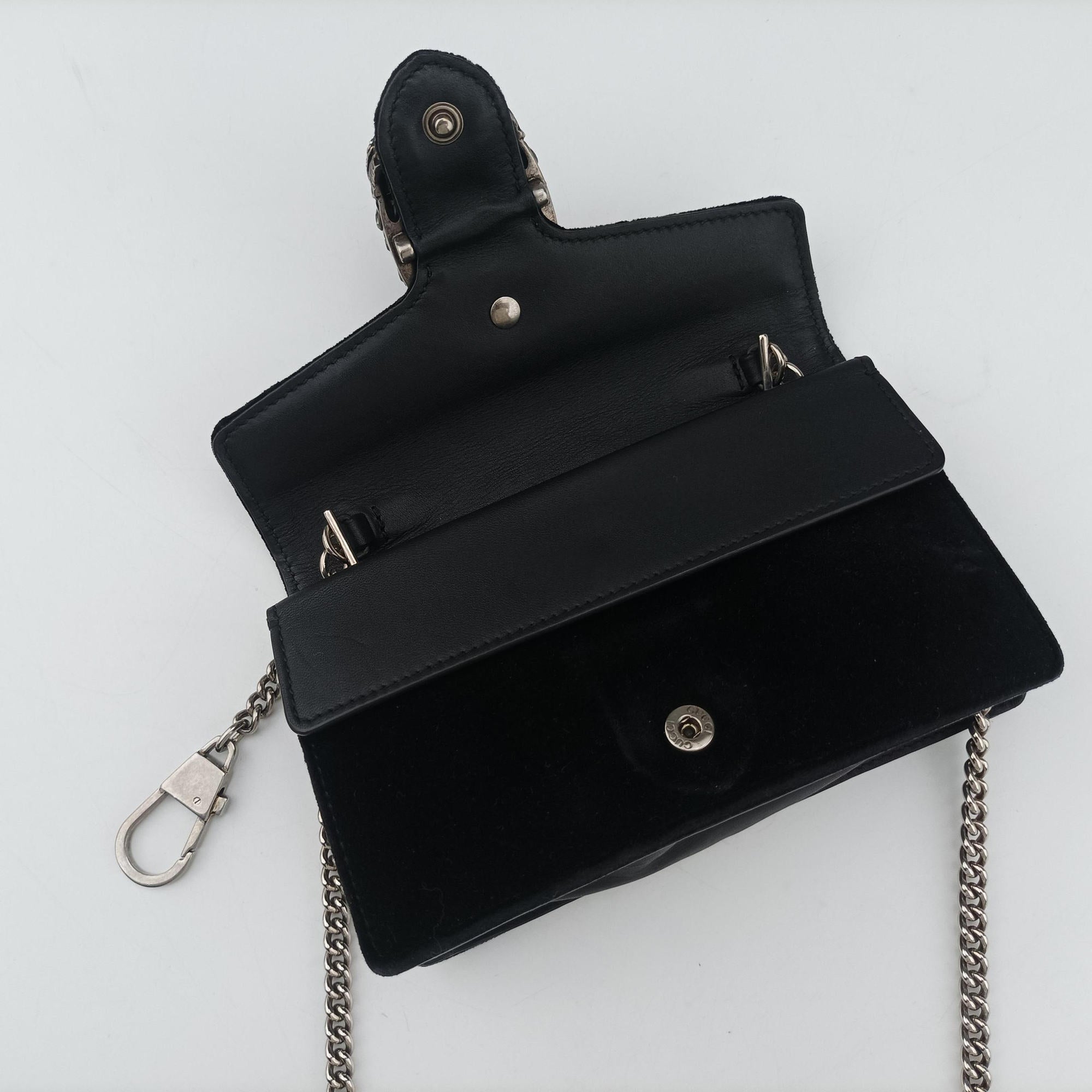 Pre-owned Gucci Dionysus Black velour×Leather 476432 shoulderbag | stylenewstar