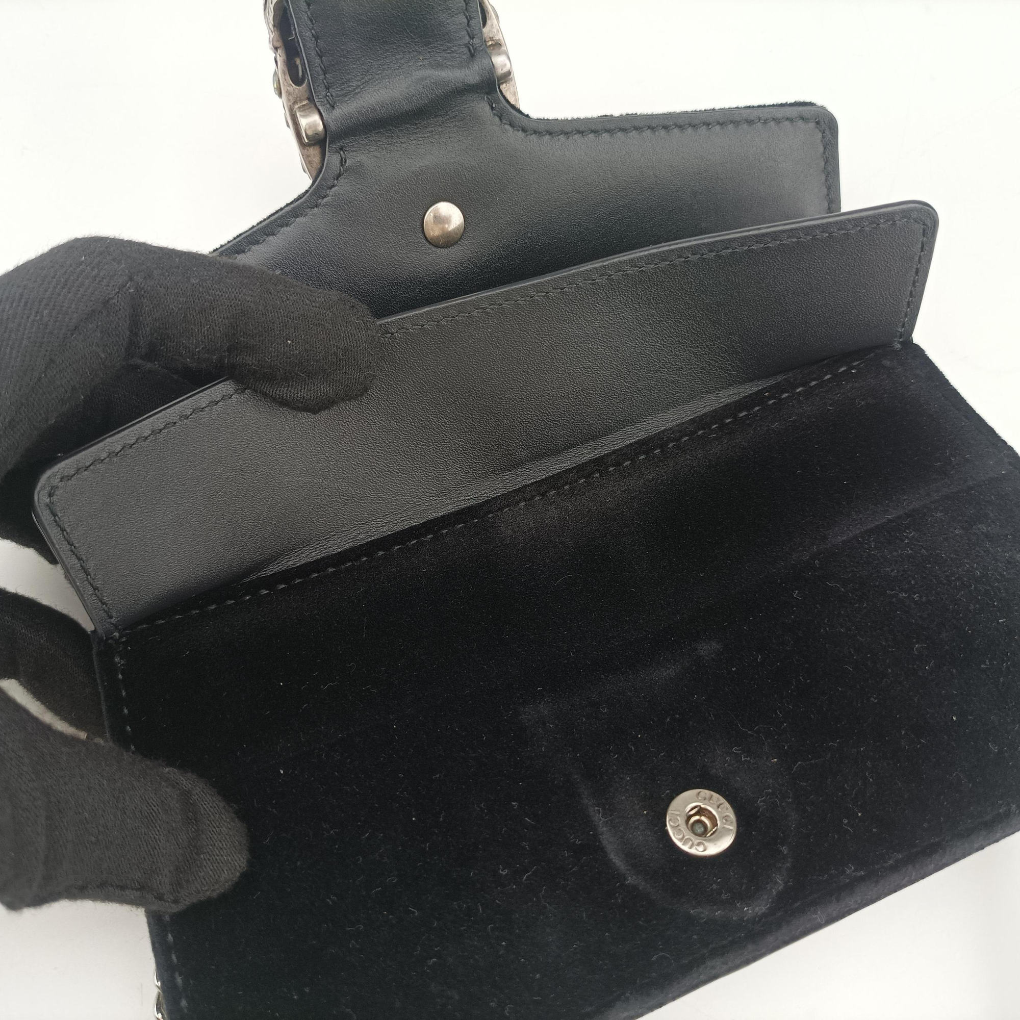 Pre-owned Gucci Dionysus Black velour×Leather 476432 shoulderbag | stylenewstar