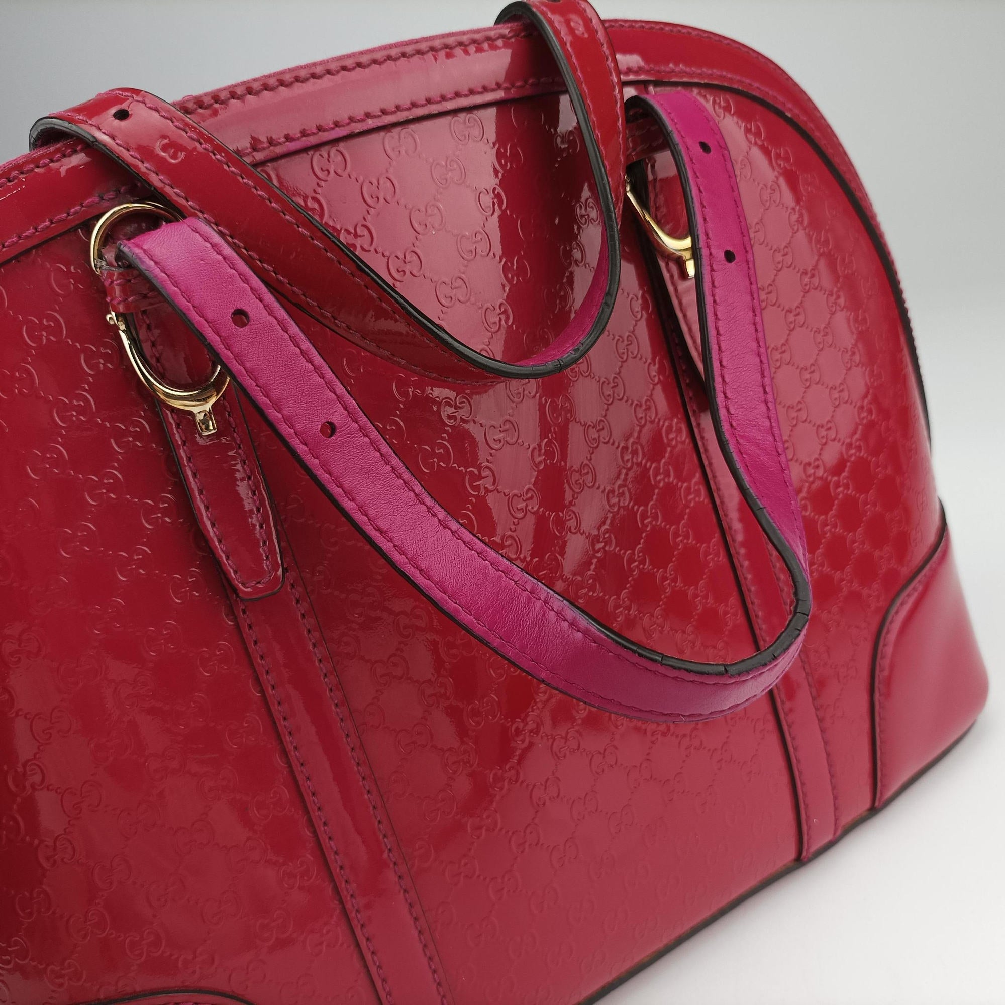 Pre-owned Gucci Microguccissima Red Patent Leather 309617 shoulderbag | stylenewstar