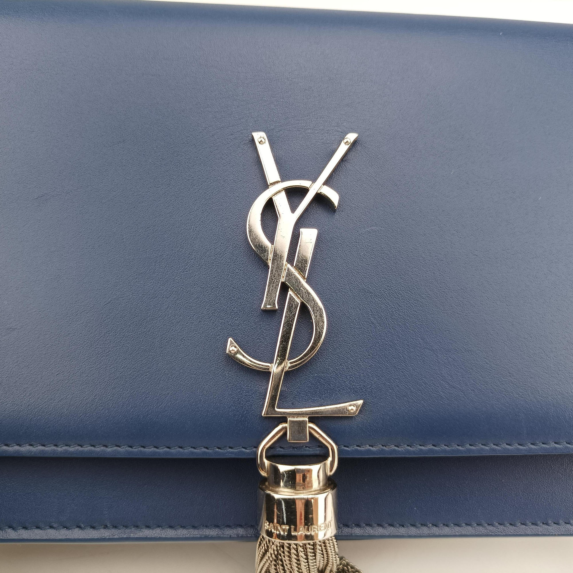 Pre-owned Yves Saint Laurent KATE Blue Leather 452159 shoulderbag | stylenewstar