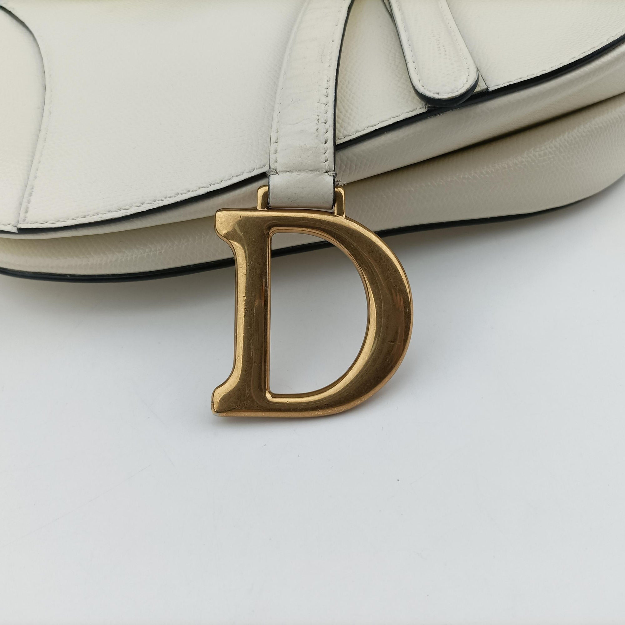 Pre-owned Christian Dior Saddle White Leather  shoulderbag | stylenewstar