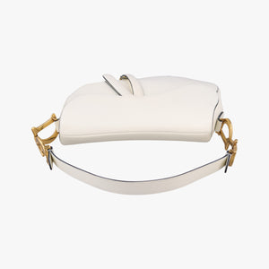 Pre-owned Christian Dior Saddle White Leather  shoulderbag | stylenewstar