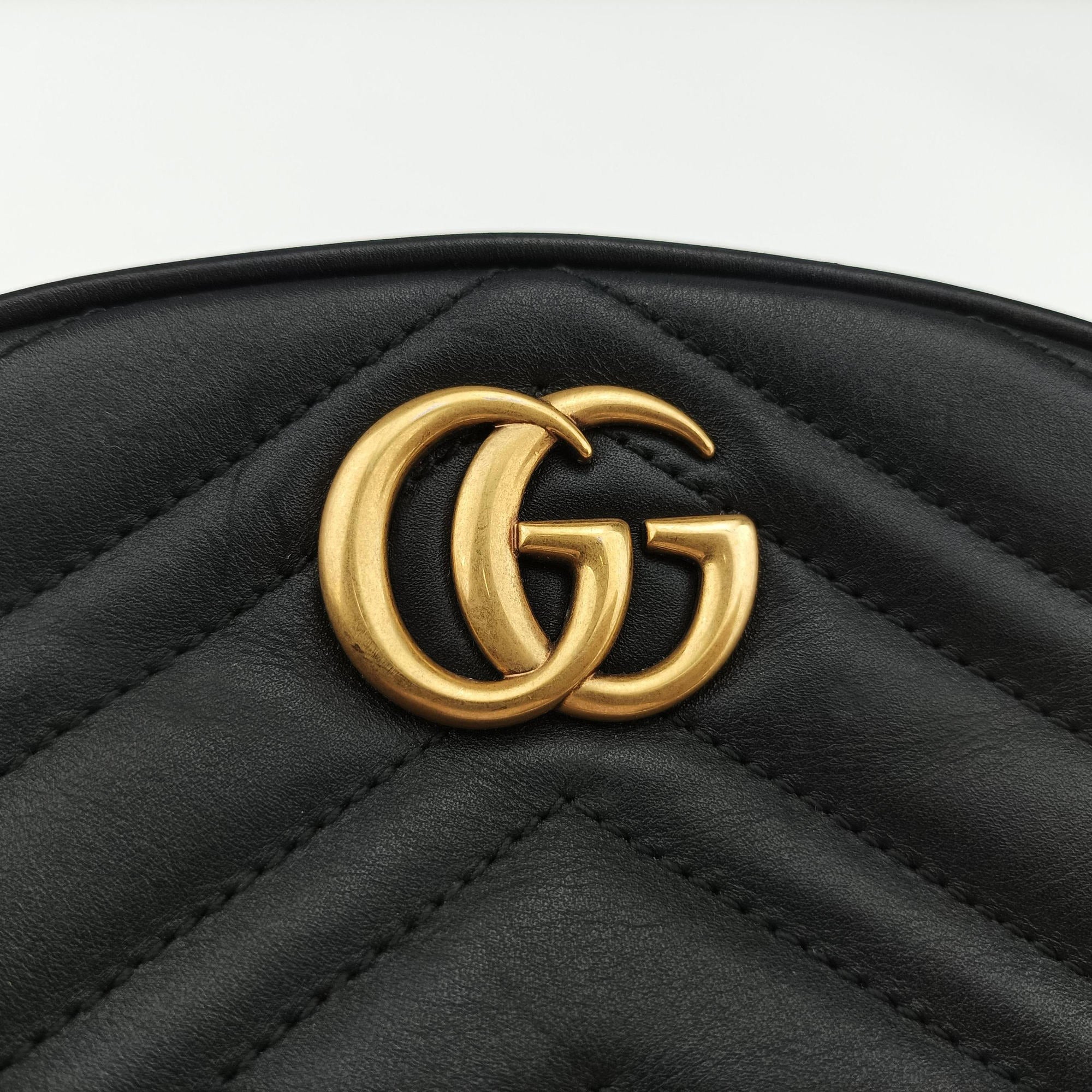 Secondhand Gucci GG Marmont Black Leather 476434 bum bag/waist bag | stylenewstar