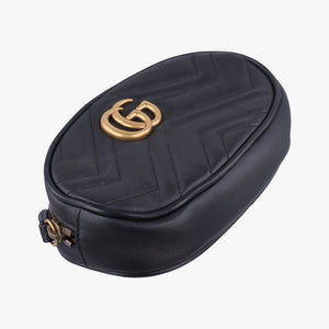 Secondhand Gucci GG Marmont Black Leather 476434 bum bag/waist bag | stylenewstar