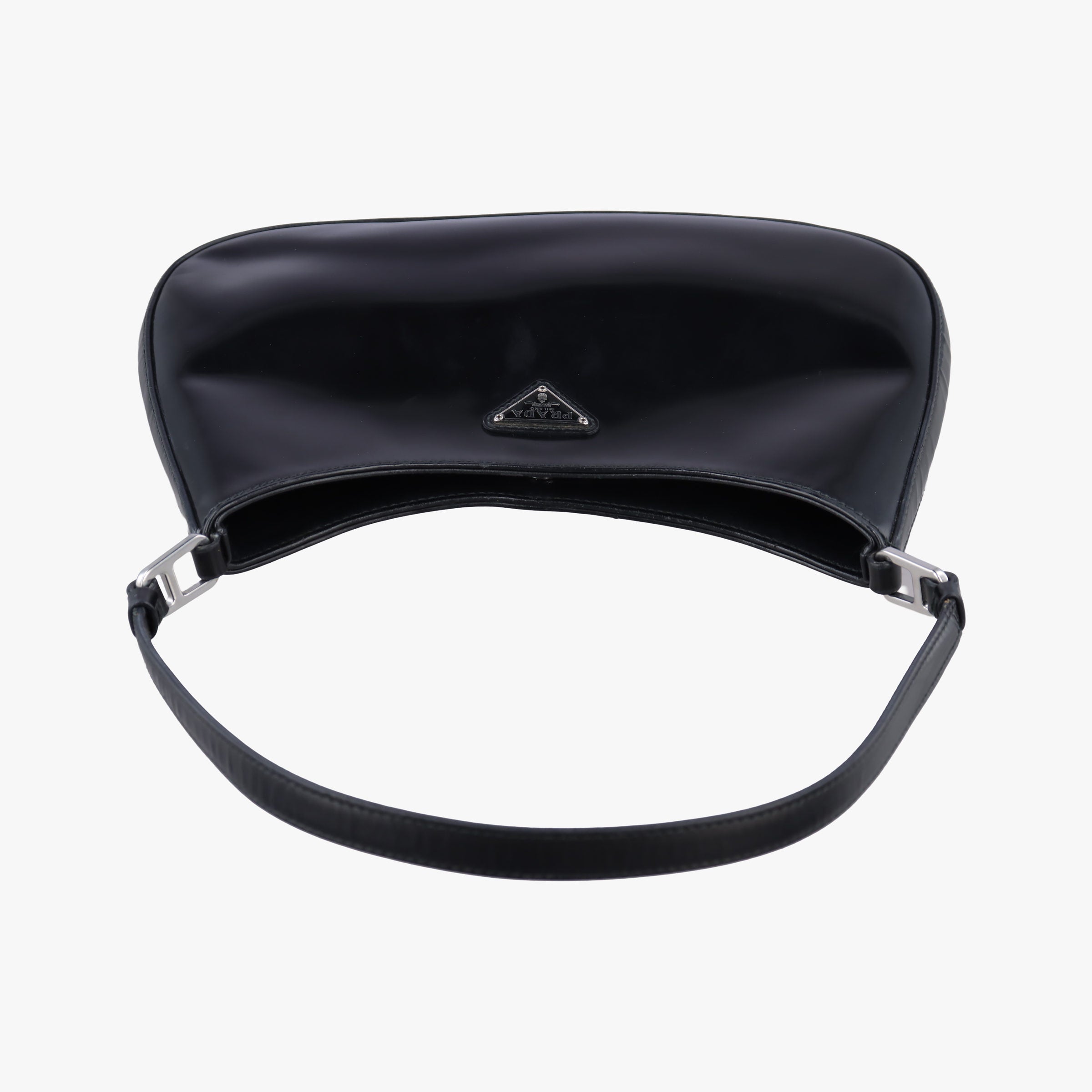 Pre-owned Prada Cleo Black brushed leather 1BC499 shoulderbag | stylenewstar