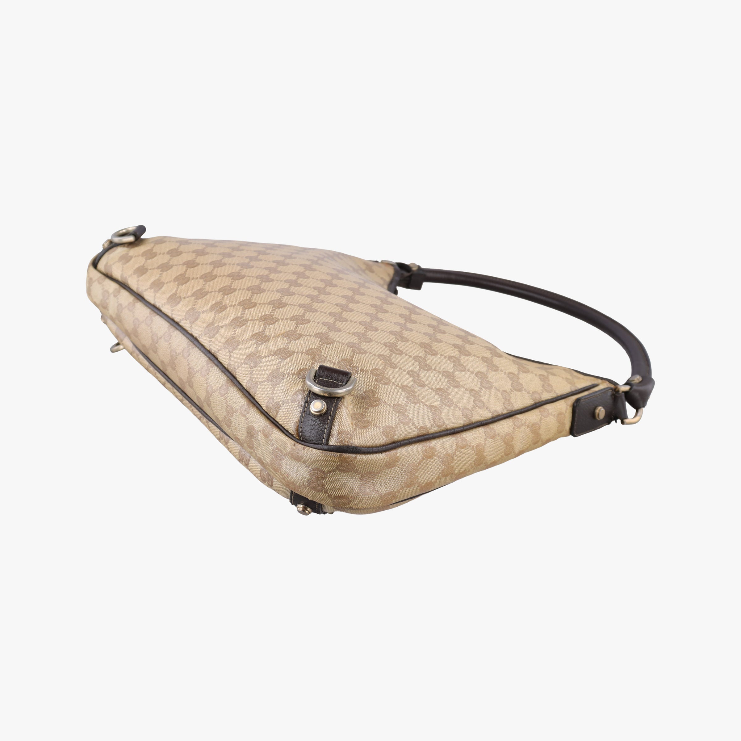 Pre-owned Gucci GG Crystal Abbey Hobo Beige PVC coated canvas×leather 268636 handbag | stylenewstar