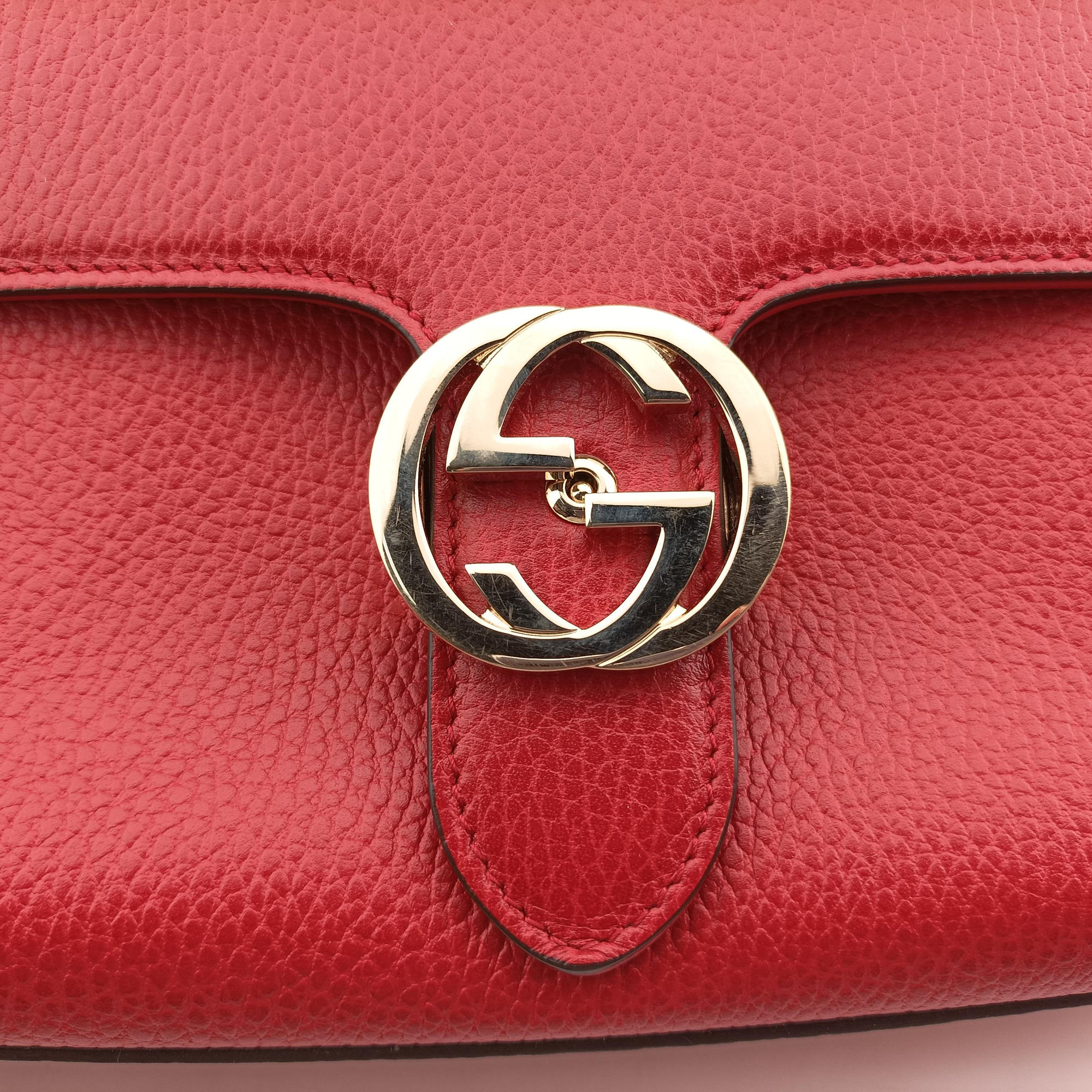 Pre-owned Gucci Interlocking G Red Leather 510302 shoulderbag | stylenewstar