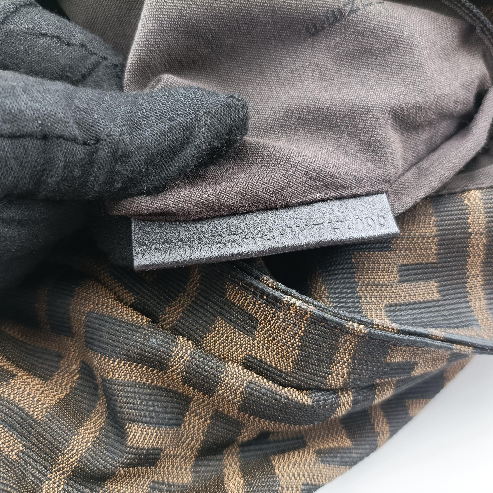 Pre-owned Fendi Mia Flap Brown Jacquard 8BT163 shoulderbag | stylenewstar