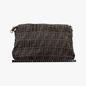 Pre-owned Fendi Mia Flap Brown Jacquard 8BT163 shoulderbag | stylenewstar