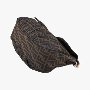Pre-owned Fendi Mia Flap Brown Jacquard 8BT163 shoulderbag | stylenewstar
