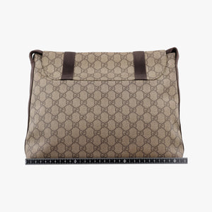 Vintage Gucci GG Supreme Double Buckle Beige × Dark Brown PVC coated canvas 122373 214397 shoulderbag | stylenewstar