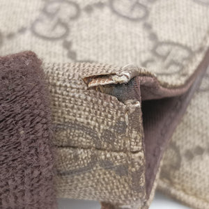 Vintage Gucci GG Supreme Double Buckle Beige × Dark Brown PVC coated canvas 122373 214397 shoulderbag | stylenewstar