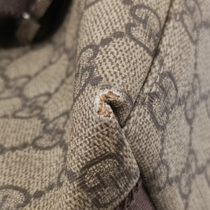 Vintage Gucci GG Supreme Double Buckle Beige × Dark Brown PVC coated canvas 122373 214397 shoulderbag | stylenewstar