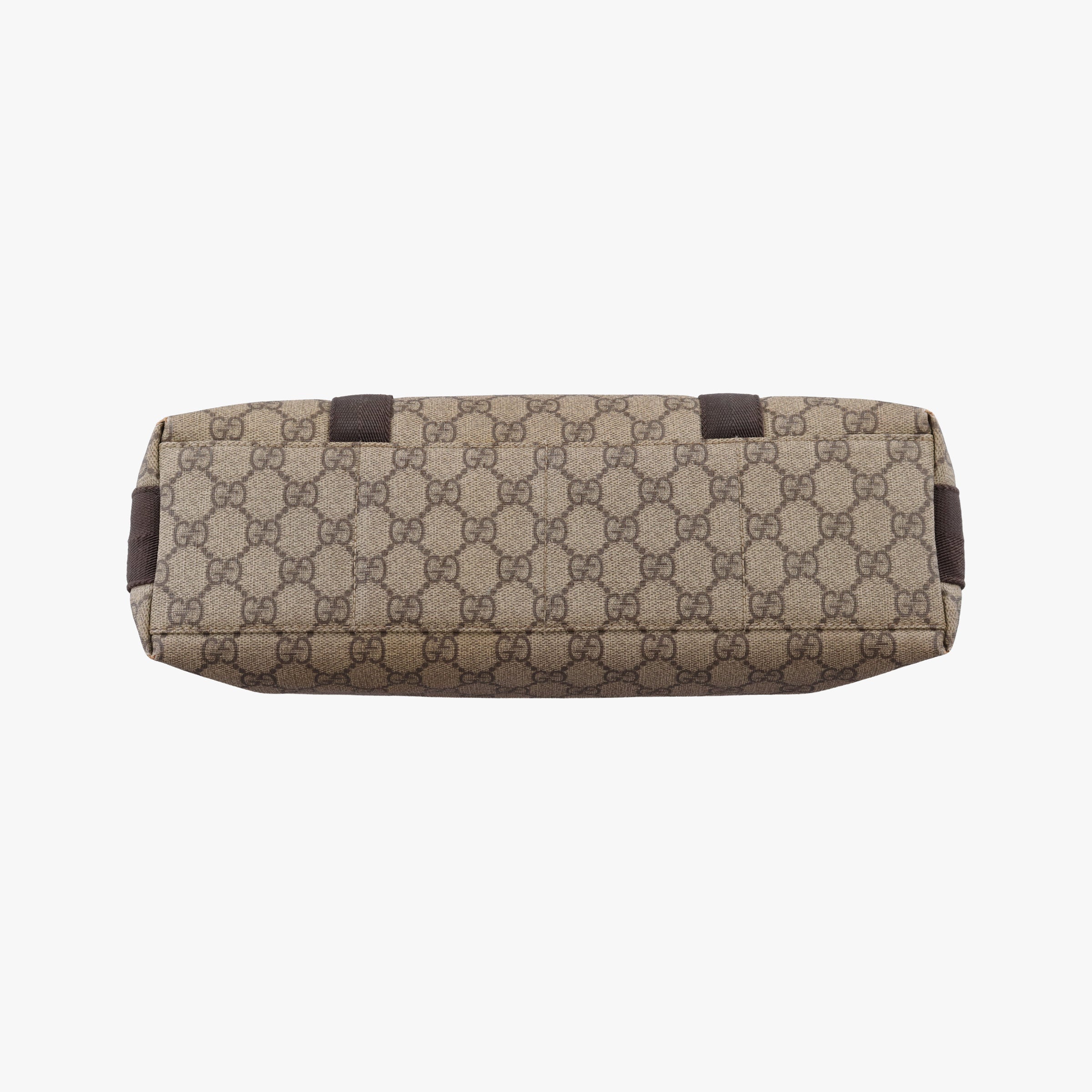 Vintage Gucci GG Supreme Double Buckle Beige × Dark Brown PVC coated canvas 122373 214397 shoulderbag | stylenewstar