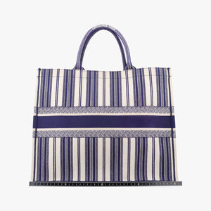 Pre-owned Christian Dior Book Tote White × Navy Jacquard  handbag | stylenewstar