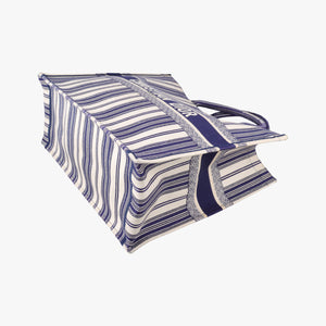 Pre-owned Christian Dior Book Tote White × Navy Jacquard  handbag | stylenewstar