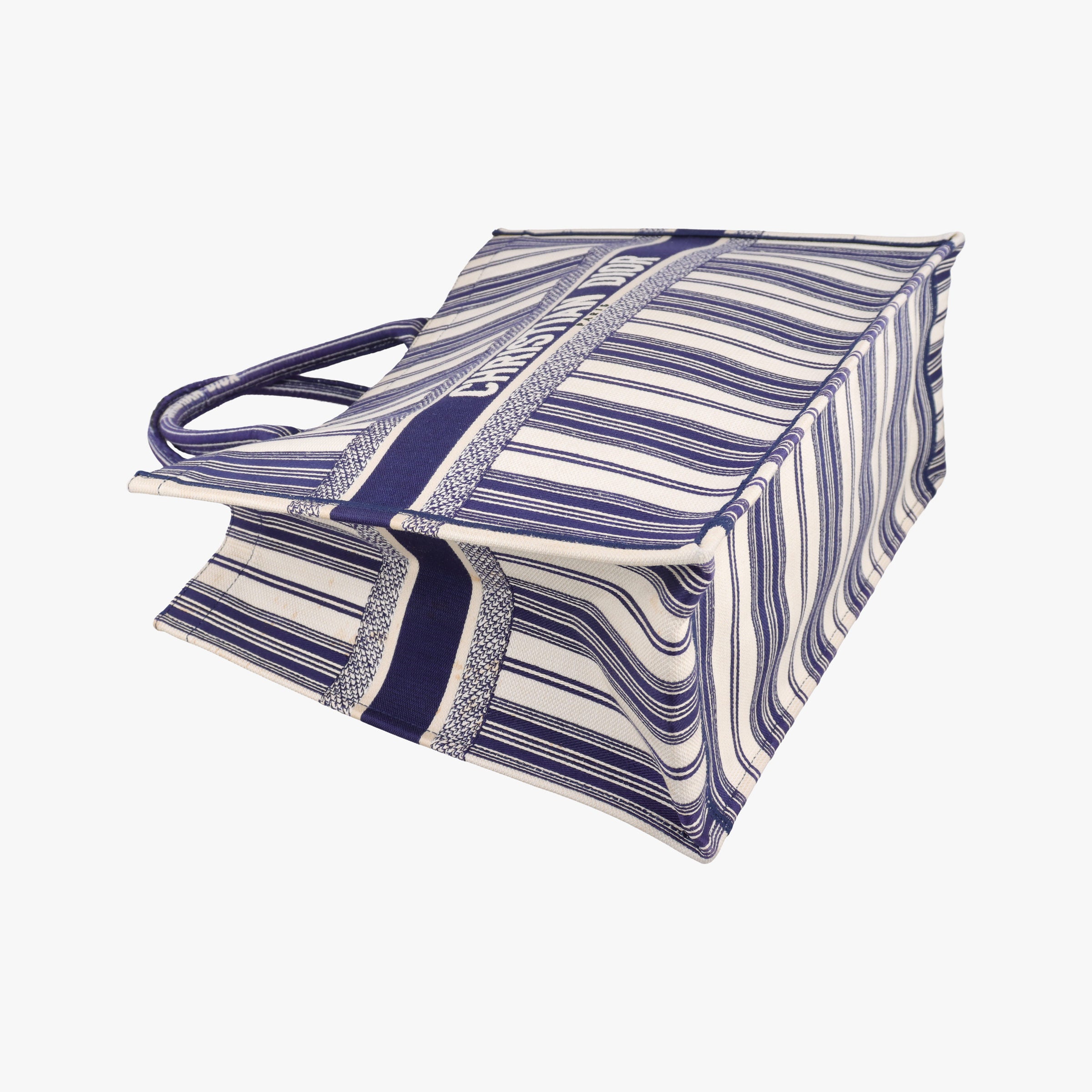 Pre-owned Christian Dior Book Tote White × Navy Jacquard  handbag | stylenewstar