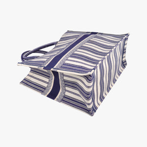 Pre-owned Christian Dior Book Tote White × Navy Jacquard  handbag | stylenewstar