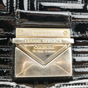 Secondhand VERSACE back grain Black Patent Leather  shoulderbag | stylenewstar