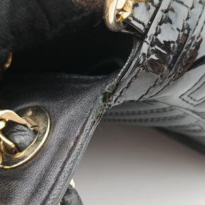 Secondhand VERSACE back grain Black Patent Leather  shoulderbag | stylenewstar