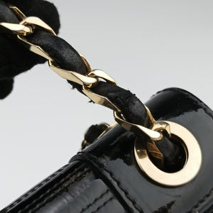 Secondhand VERSACE back grain Black Patent Leather  shoulderbag | stylenewstar