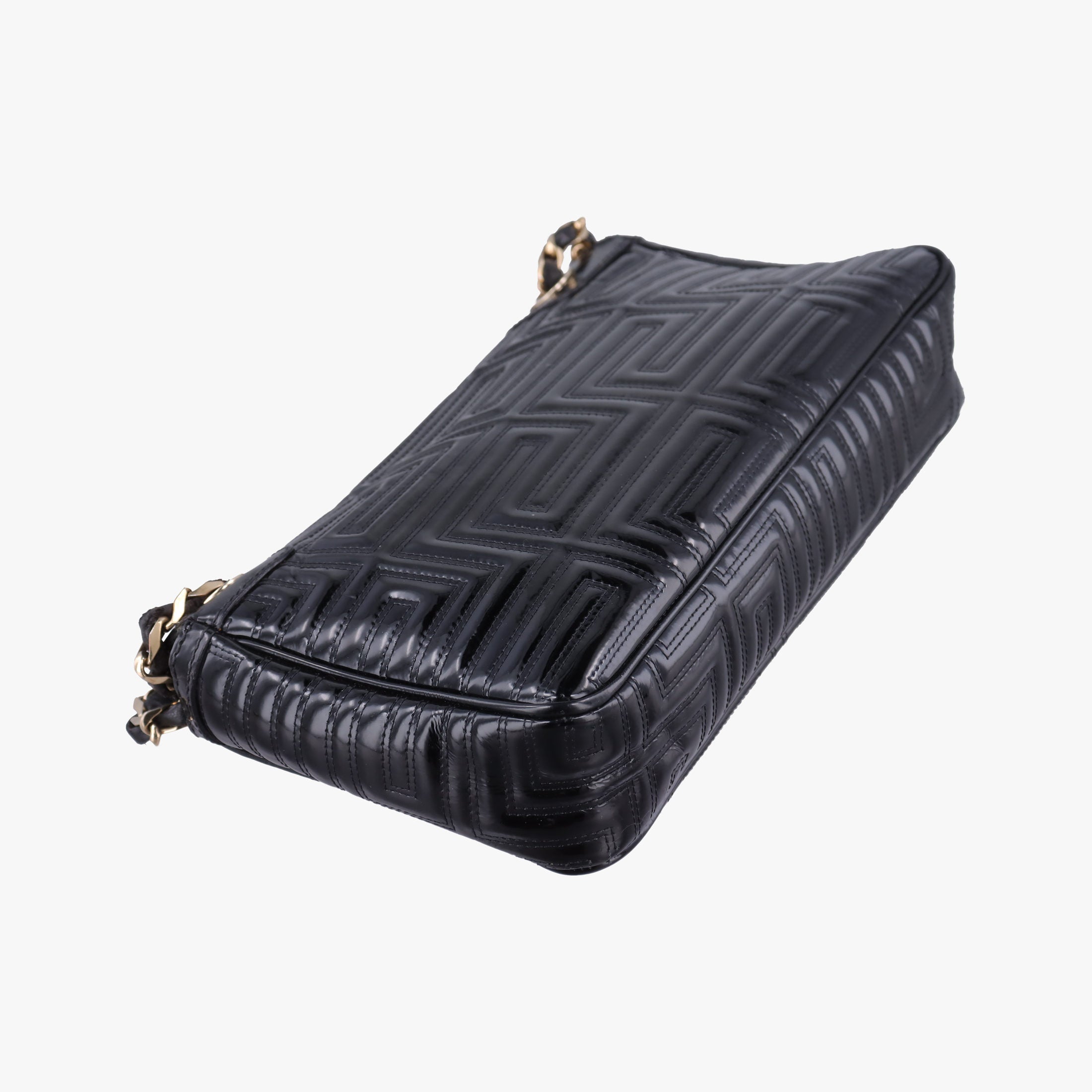 Secondhand VERSACE back grain Black Patent Leather  shoulderbag | stylenewstar