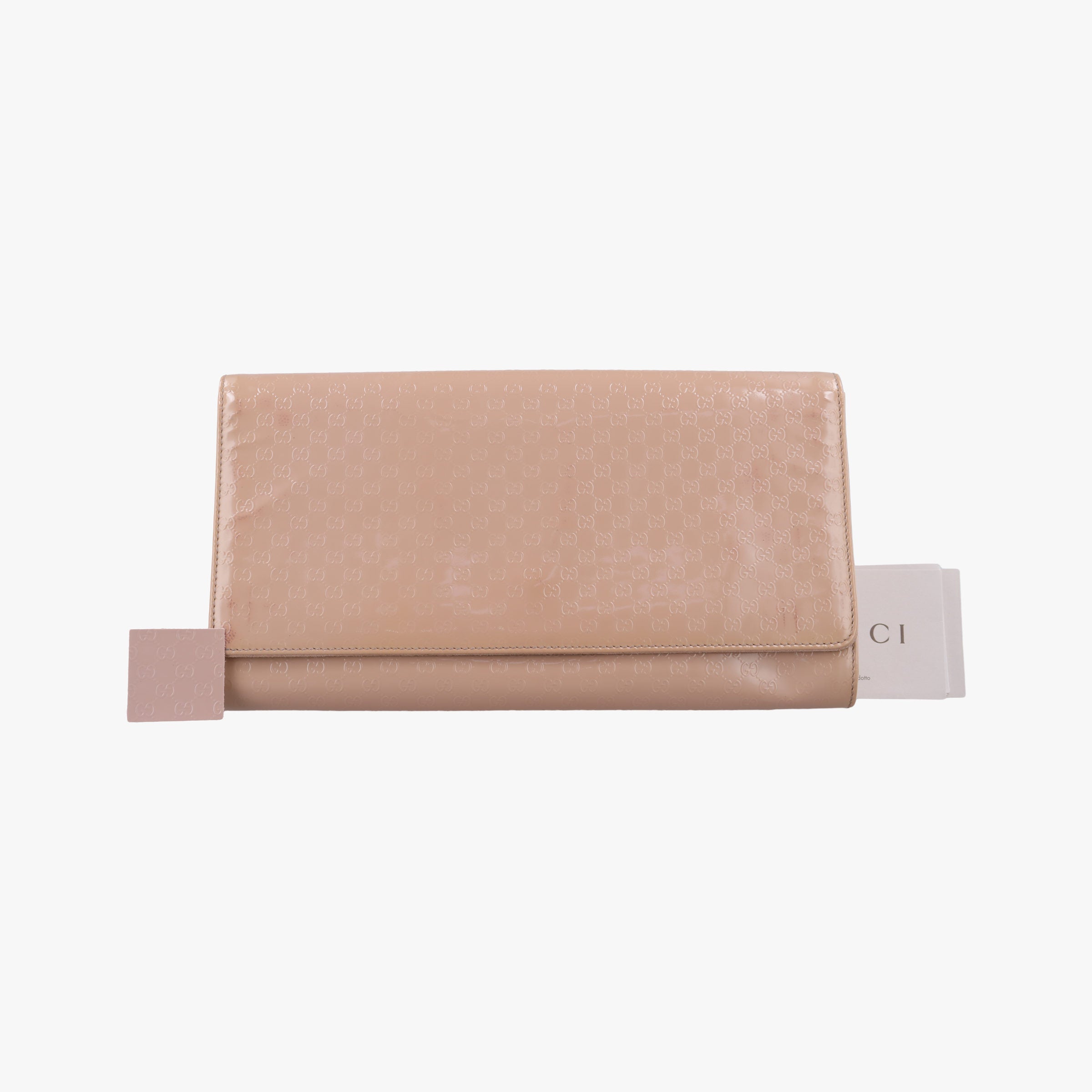 Pre-owned Gucci Microguccissima Broadway Camel Patent Leather 339249 long-wallet | stylenewstar