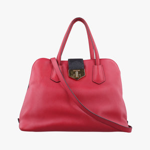 Pre-owned Prada Bicolor Cuir Double Red SAFFIANO Leather  shoulderbag | stylenewstar