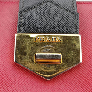Pre-owned Prada Bicolor Cuir Double Red SAFFIANO Leather  shoulderbag | stylenewstar