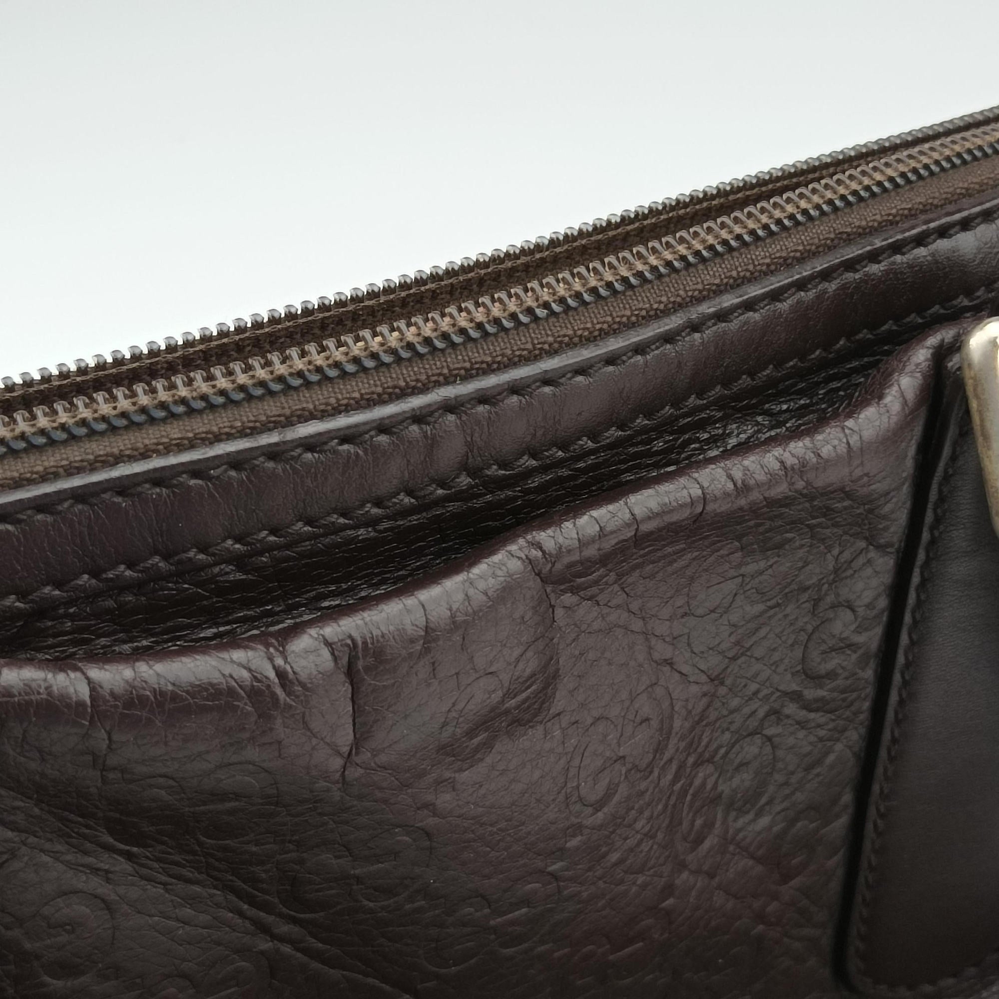 Secondhand Gucci GG Guccissima Boston Brown leather 257289 shoulderbag | stylenewstar