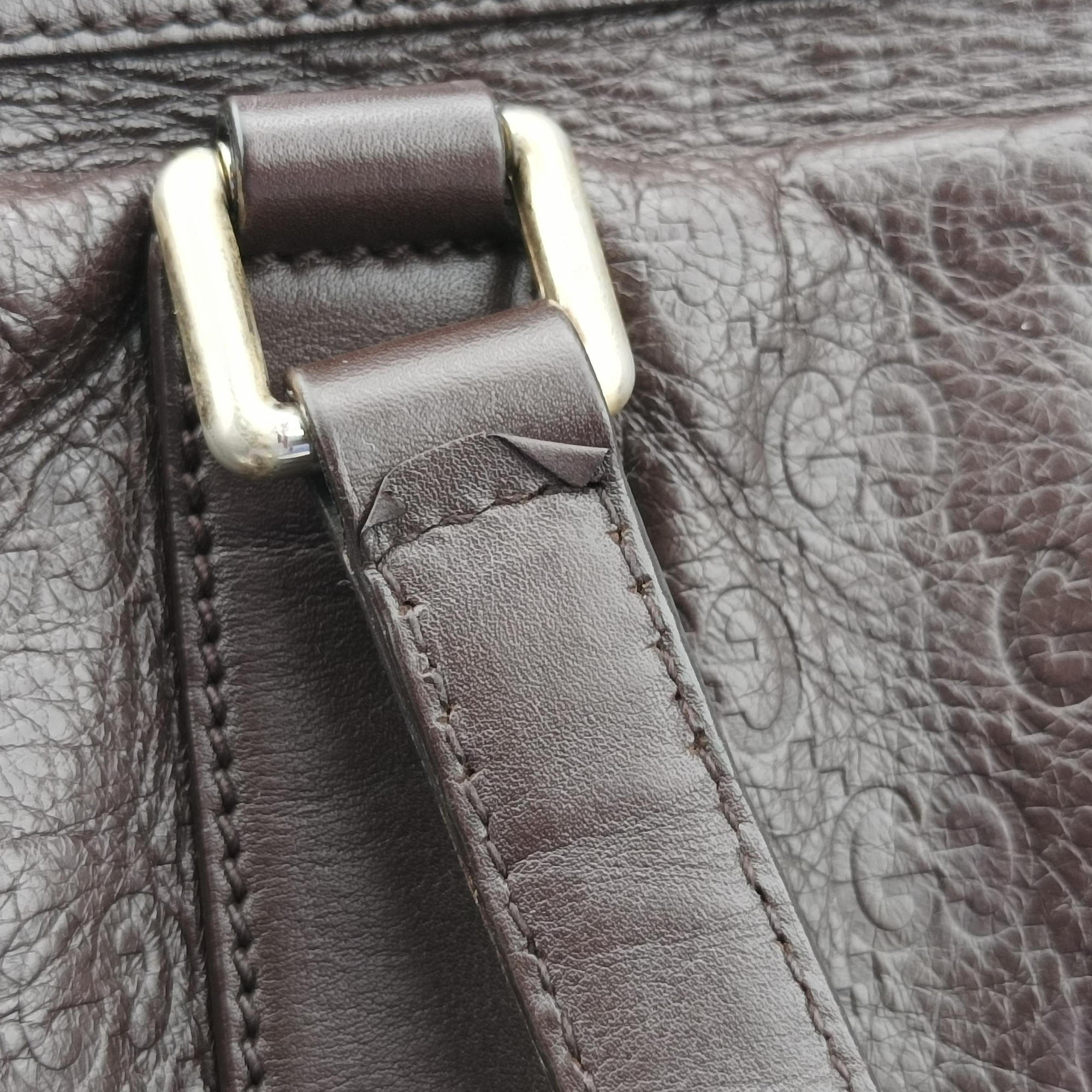 Secondhand Gucci GG Guccissima Boston Brown leather 257289 shoulderbag | stylenewstar