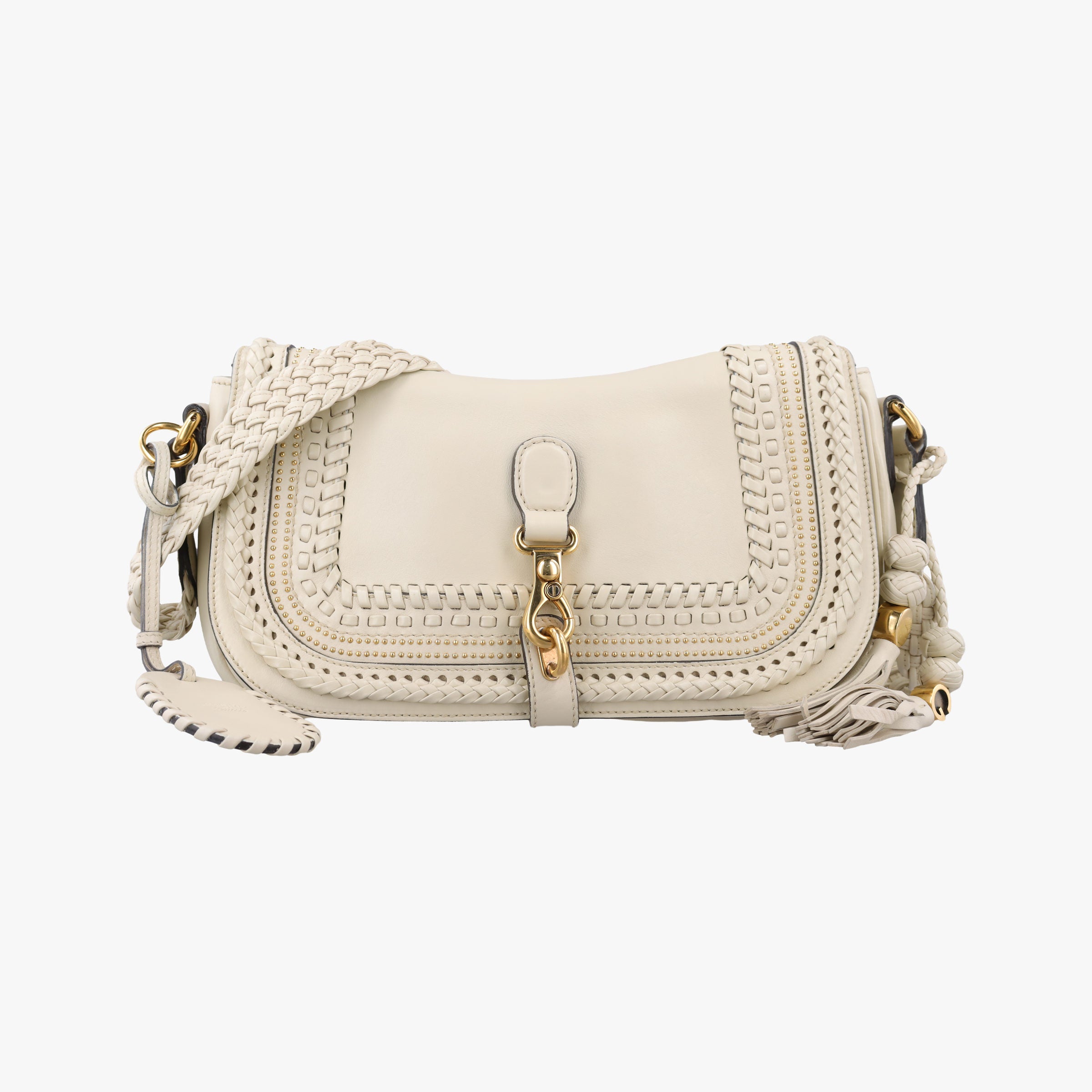 Pre-owned Gucci Tassel Handmade Medium Flap White Leather 263954 shoulderbag | stylenewstar