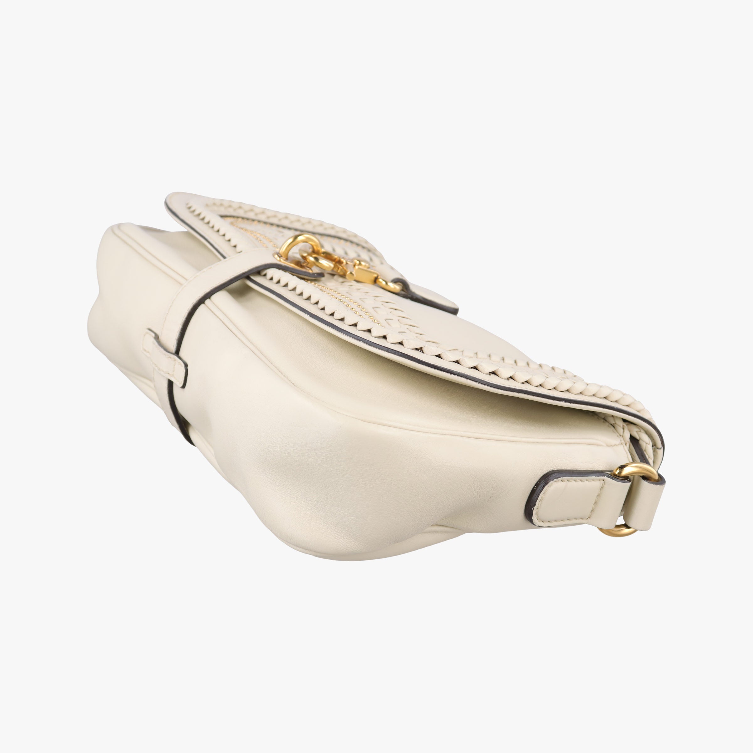 Pre-owned Gucci Tassel Handmade Medium Flap White Leather 263954 shoulderbag | stylenewstar