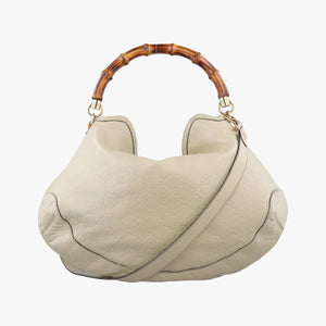 Pre-owned Gucci Bamboo White Leather 169976 shoulderbag | stylenewstar